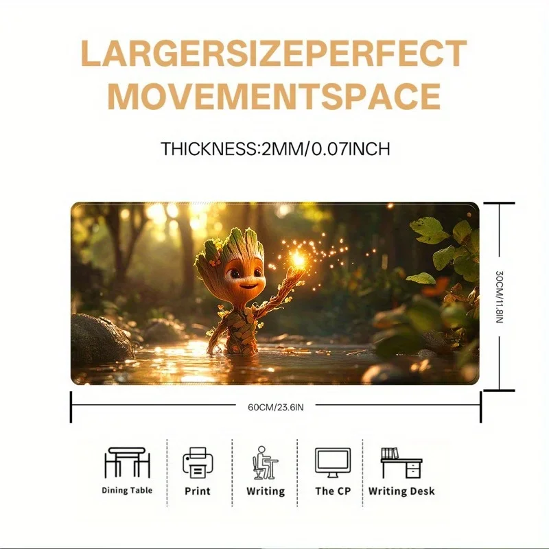 Marvel Universe Groot & Rocket Mauspad – rutschfeste Gummi-Schreibtischunterlage mit lebendigem Walddesign, perfekt für Gaming und Bürogebrauch,