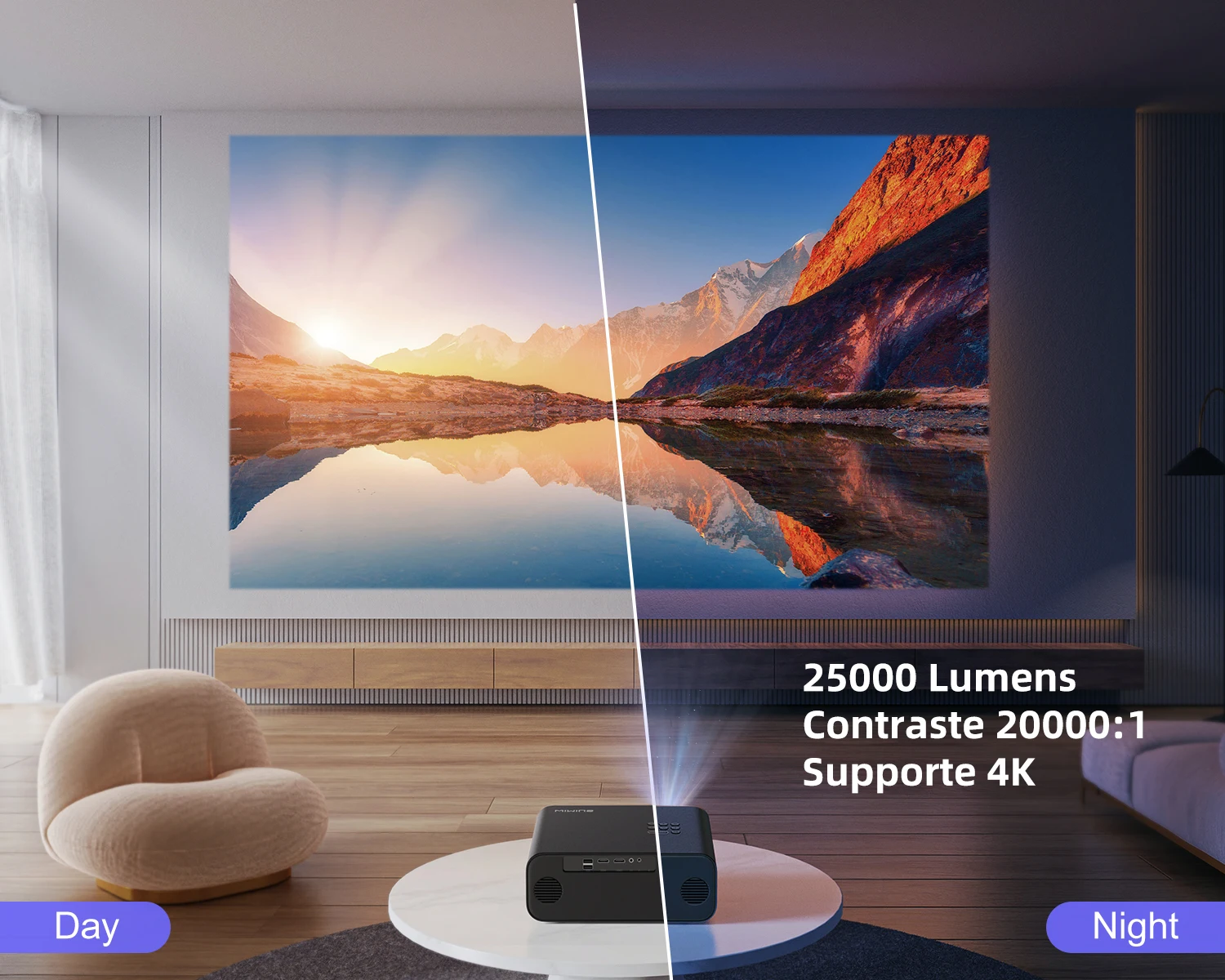 Projektor Wimius 26000 lumenów projektor 4K Full HD 1080P automatyczne ustawianie ostrości/projektor kamieni keyowych z WiFi 6 kino domowe Bluetooth