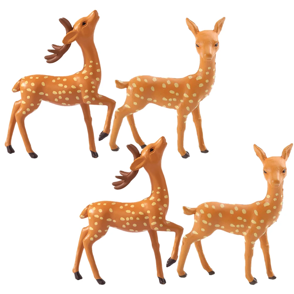 

4 Pcs Mini Deer Resin Figurines Cartoon Animal Decor Home Garden Planter Statue naments l scaping sculpture