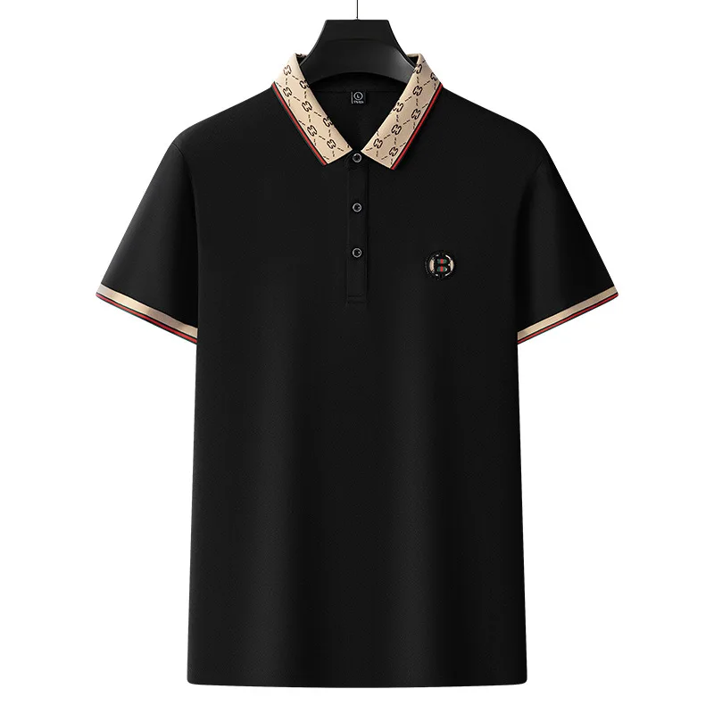 New Summer Breathable Jacket Luxury Men's Cotton Embroidered Business Short Sleeve POLO Shirt Solid Color Lapel Men Casual 2024