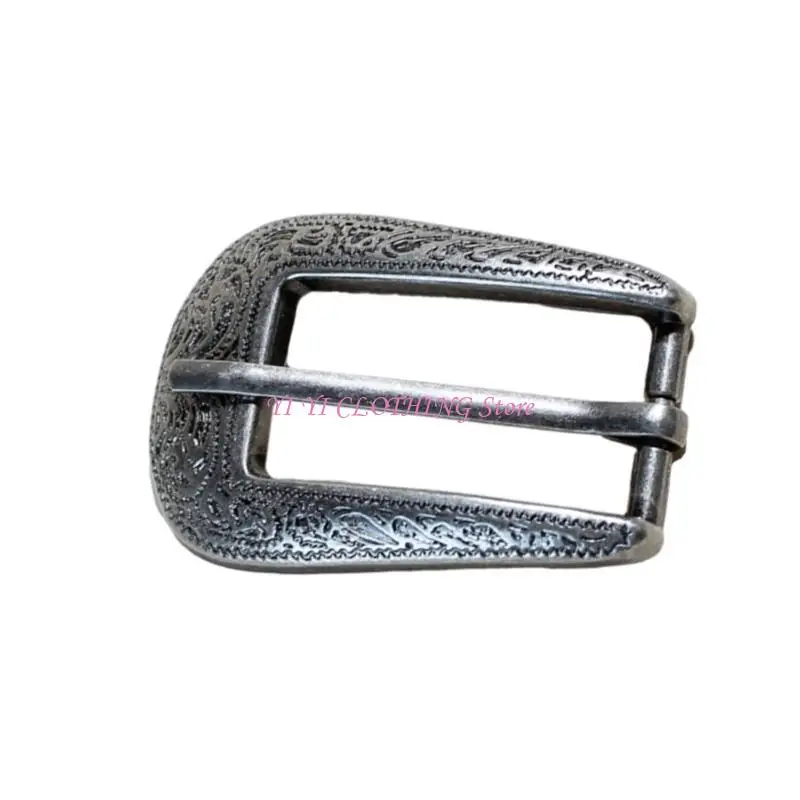 N5KF Carved Belt Buckle Engraved Pattern Belt Metal Buckle Clasp Tail Waistbelt Accessory Western Belt Replacement Buckles