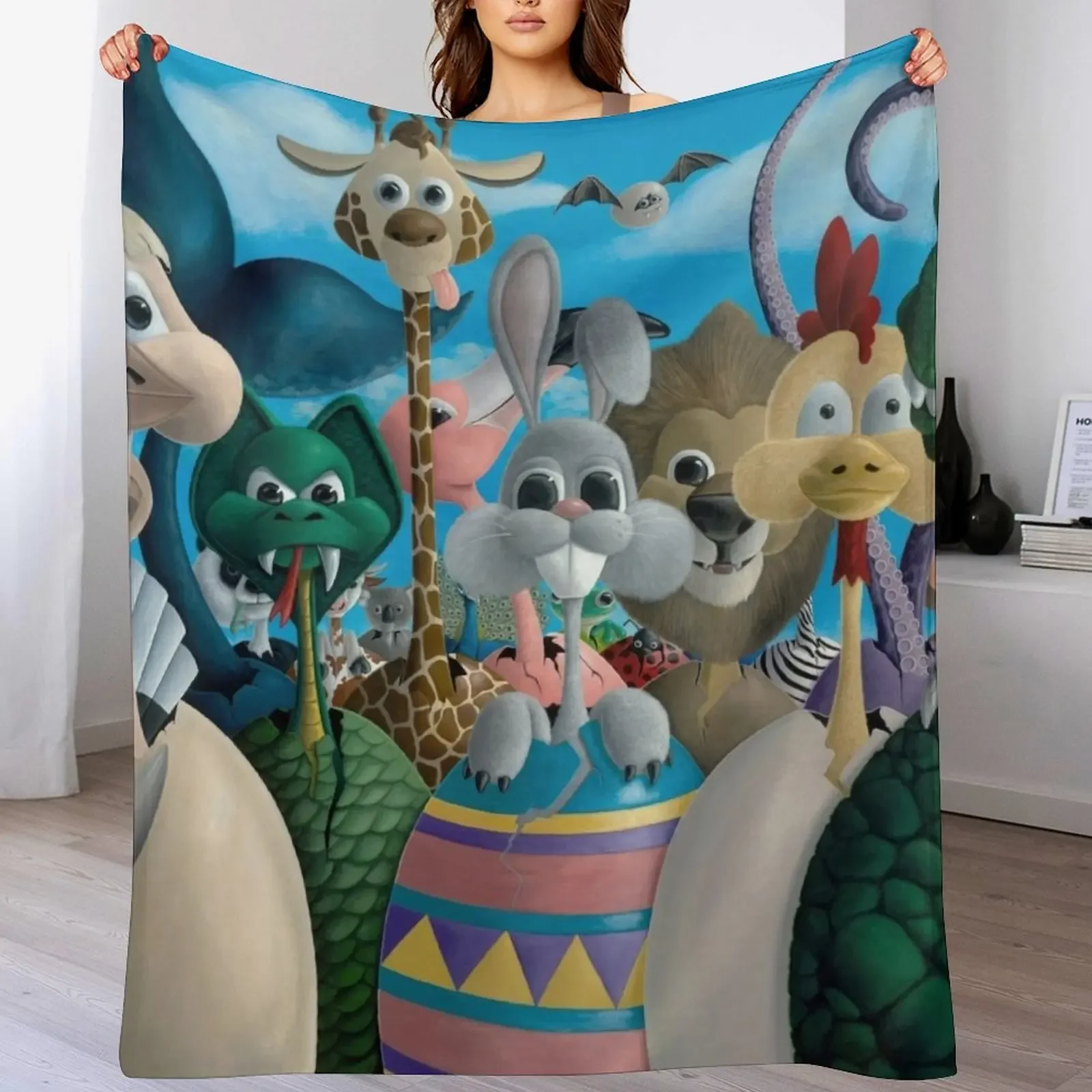 

Eggs Hatching with Cute Animals Throw Blanket Year Round Soft Comfortable Blanket for Home