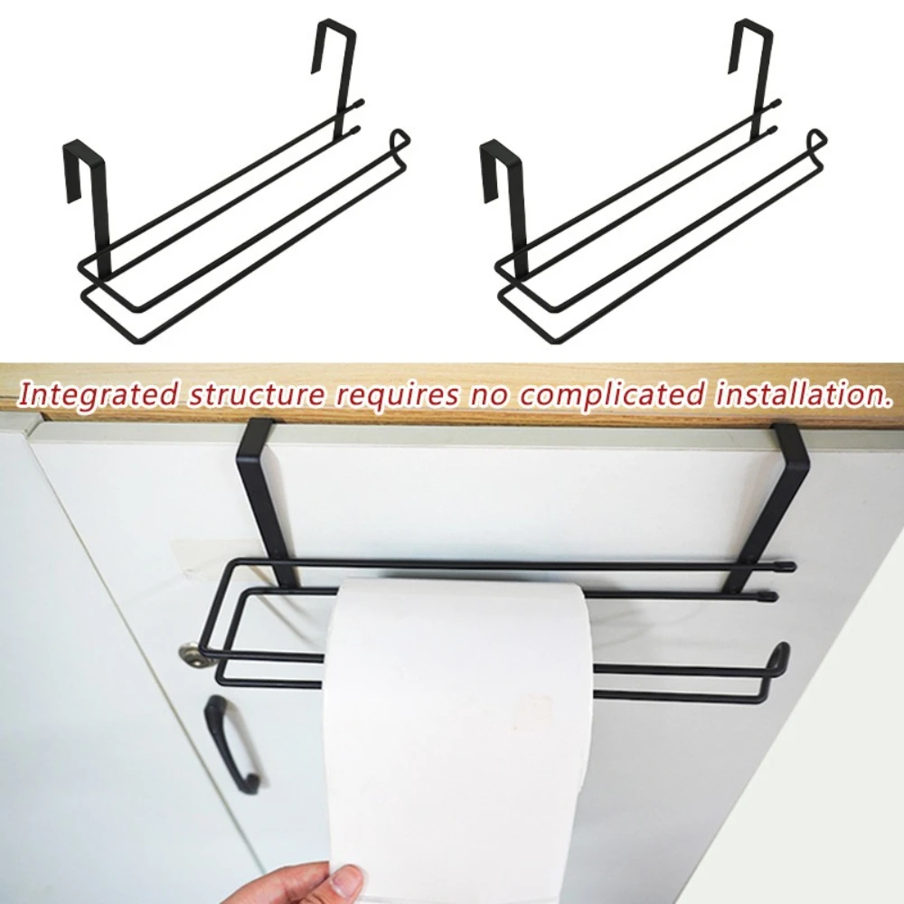 

Simple Nondestructive Black Tissue Toilet Roll Holder for Cabinet Door Bathroom Hardware Does Not Require Drilling Paper Holders