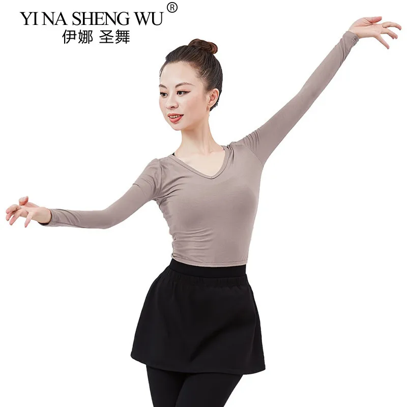 New Dance Practice Clothes V-Neck Blouse Girls Ladies Long-Sleeve Dance Tops Women Adult Ballet Classical Dance Wrap Sweater