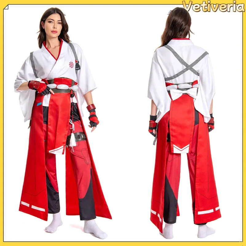 لعبة OW Kiriko أزياء تنكرية للنساء لعب الأدوار ملابس فانتازيا فستان بتصميم حالم ملابس للحفلات خوذة للإناث بدلة تنكرية ، 5؛