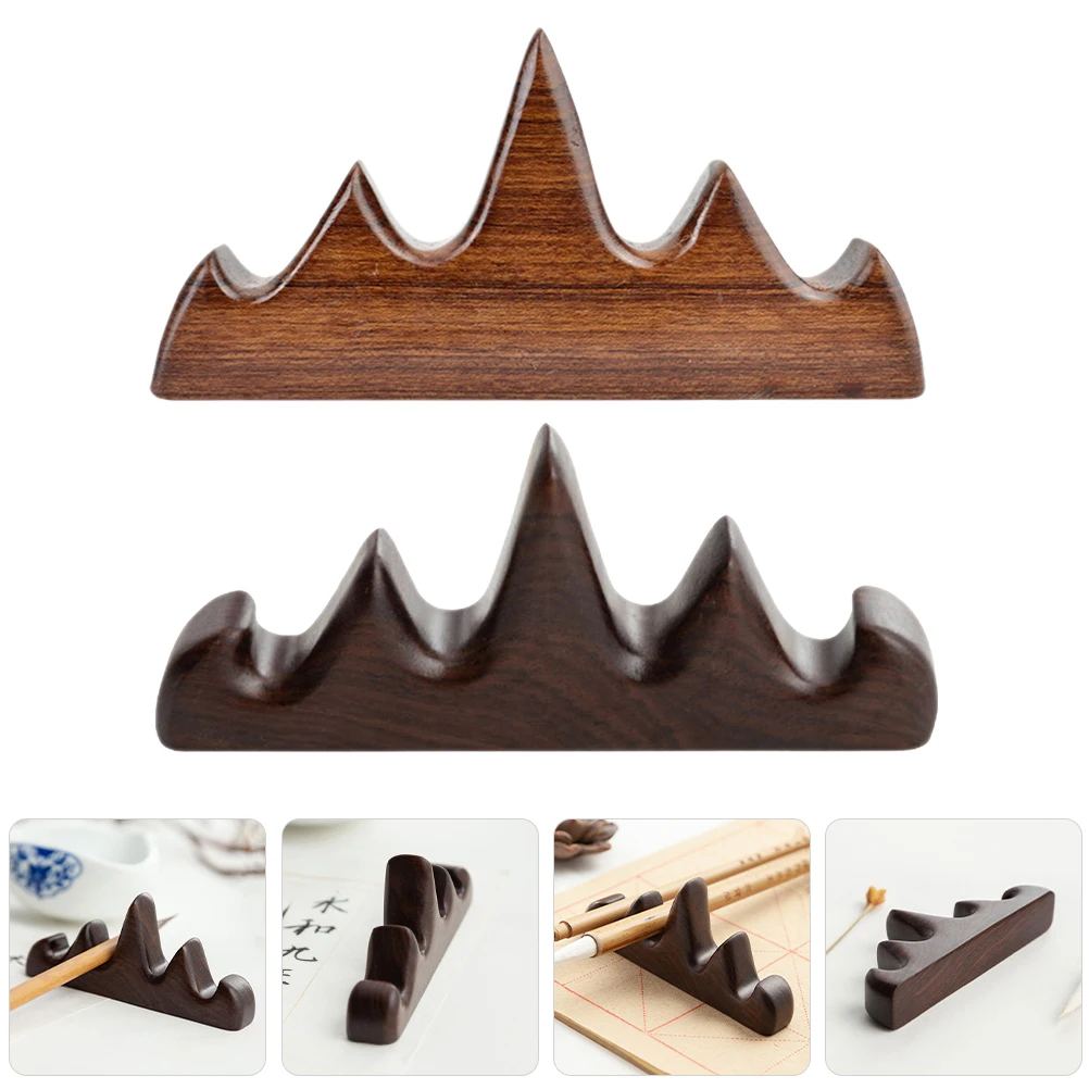 2 قطعة حامل فرشاة الرسم فرشاة خشبية القلم الراحة قوي الحرفية الخط القلم الرف للاستخدام المنزلي مكتب المدرسة #4