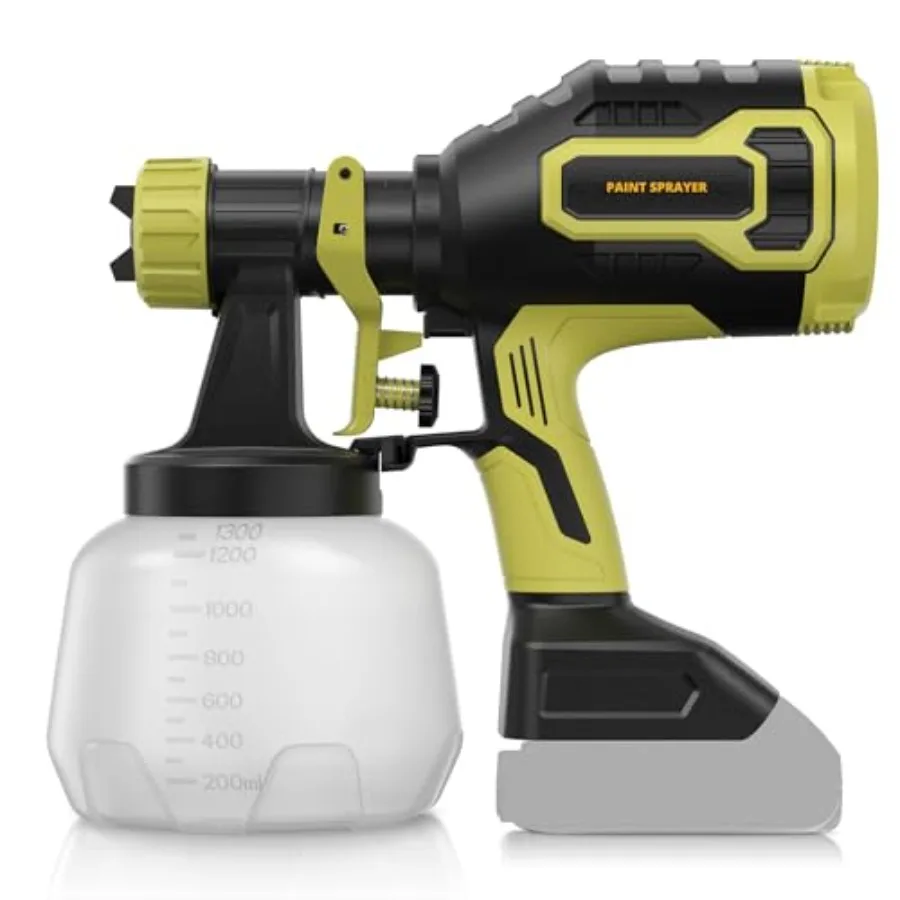Brushless Cordless Paint Sprayer Compatible with  20V Battery Battery Not Included 1000ml min High Flow 1200ml Container 150 Di
