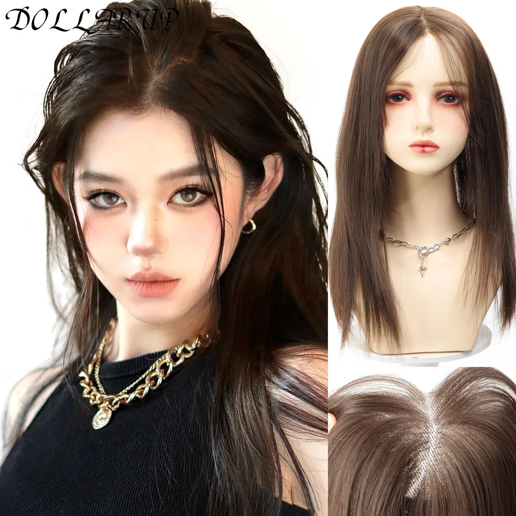 

Strap Lace Hair Topper For Women Invisible Forehead Hairpiece Free Parting Topper For Thinning Hair Cover Grey Hair 100K+