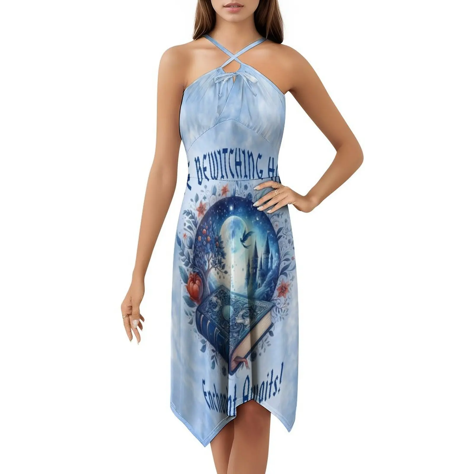 The Enchanted Grimoire: فستان The Witching Hour Beckons Bohemian بدون أكمام للنساء مطبوع فساتين حفلات الشاطئ ساحرة #5