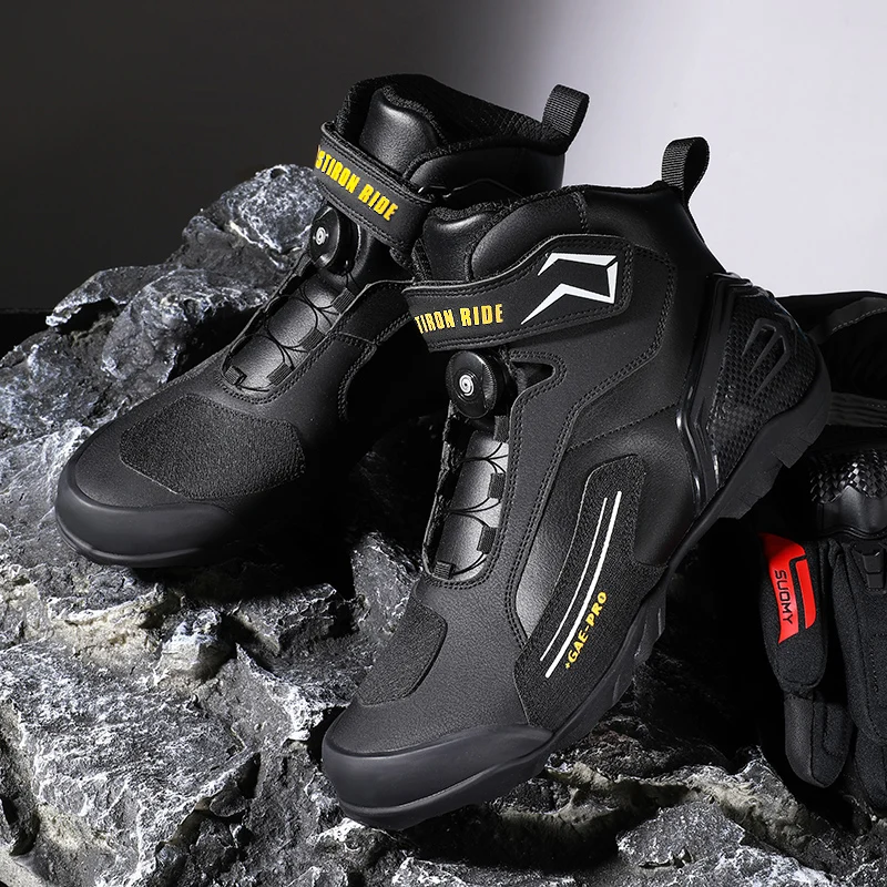 Lexsan Motorcycle Boots Men Leather Motos Breathable Anti Slip Wear-resistant Riders Boots Motorbike Racing Ankle Length Shoes
