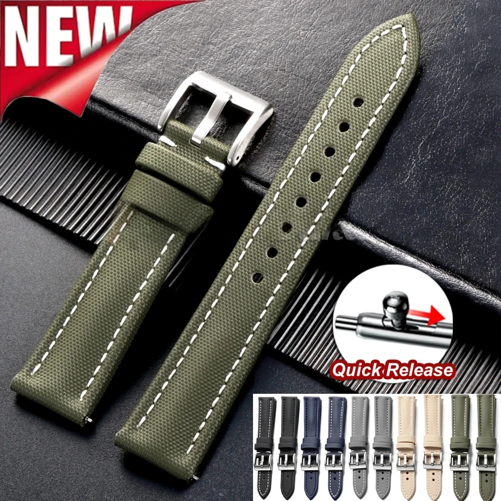 Durable Nylon Quick Release Bracelet 20/22mm Wristbelt Waterproof Sailcloth Watch Band Premium Sailcloth Strap 18/19/21mm 2026