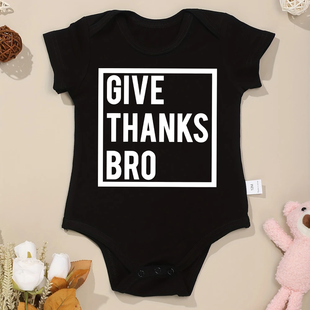 Impresso Algodão Bebê Onesies, Estilo Americano, Harajuku Divertido, Bonito Roupa De Menino Recém-nascido, Cozy Breathable Romper, Agradeça