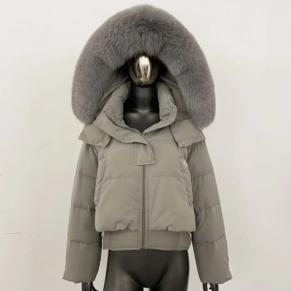 Hooded Natural Raccoon Fur Elegant Real Fox Fur Jacket Duck Down Jacket Lady Warm Female Puffer Jacket Women New Winter Coat