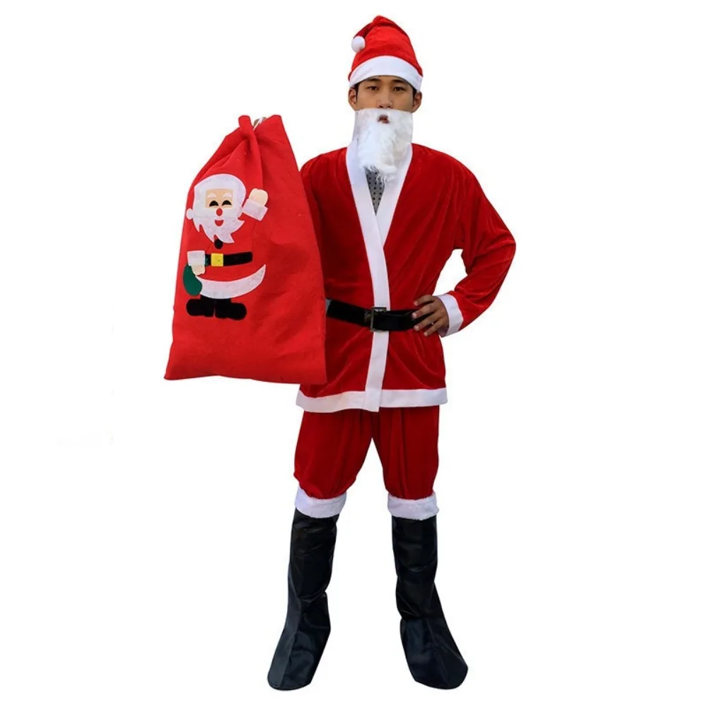 

Fashion Hat Beard Santa Claus Dress Up Cosplay Comfortable Christmas Santa Costume Suit Creative Make Up Winter