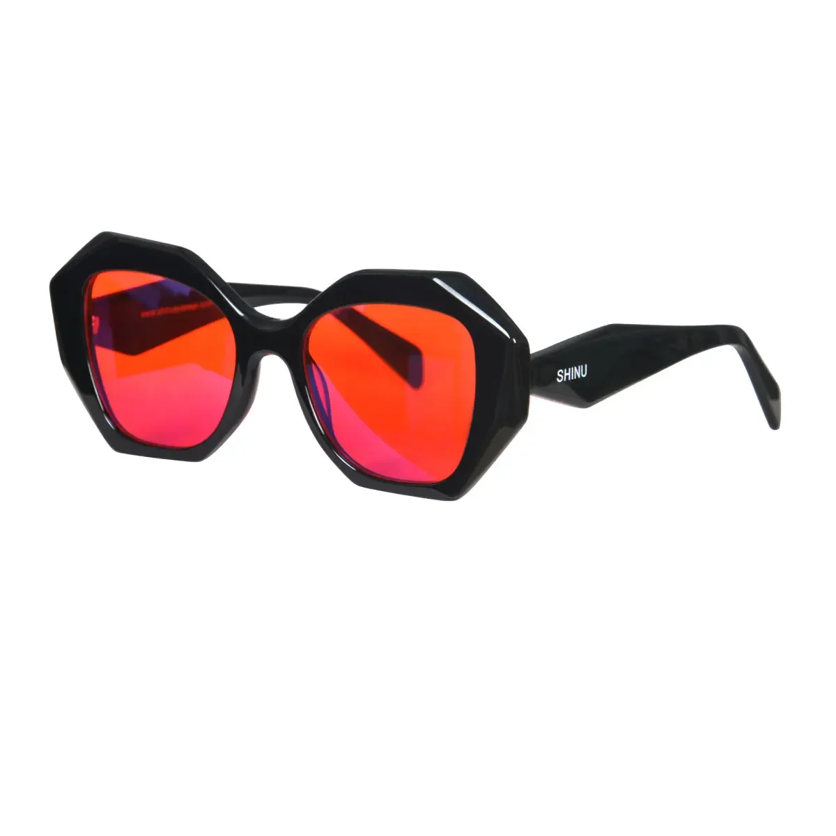 

SHINU Acetate glasses women blue anti light glasses Red Orange 99% blocking blue light for gamging or long time working