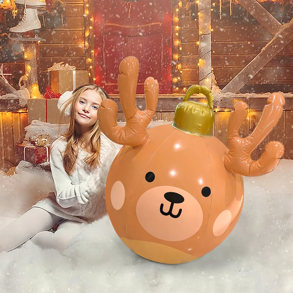 1pc Inflatable Antlers Christmas Ball PVC Giant Ball Christmas Xmas Tree Decoration Xmas Gift