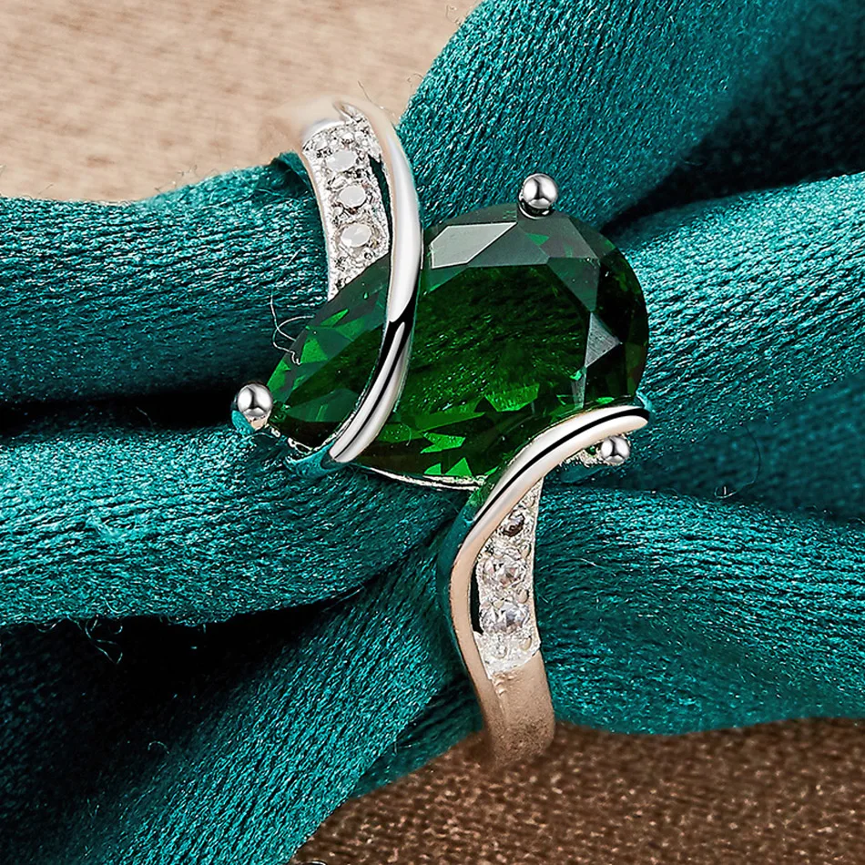 URMYLADY Wassertropfen aus 925er Sterlingsilber, Türkis, 7–10 # Ring für Frauen, Hochzeit, Charm, Verlobung, Modeschmuck – Detail 5