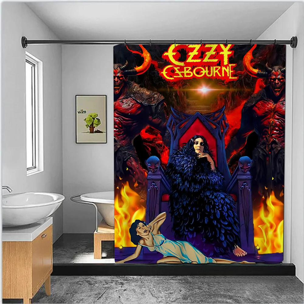 Shower Curtain Waterproof Polyester Fabric Paint Colorful Bath Curtains Ozzy Osbournes Retro Home Bathroom Decor With Hook