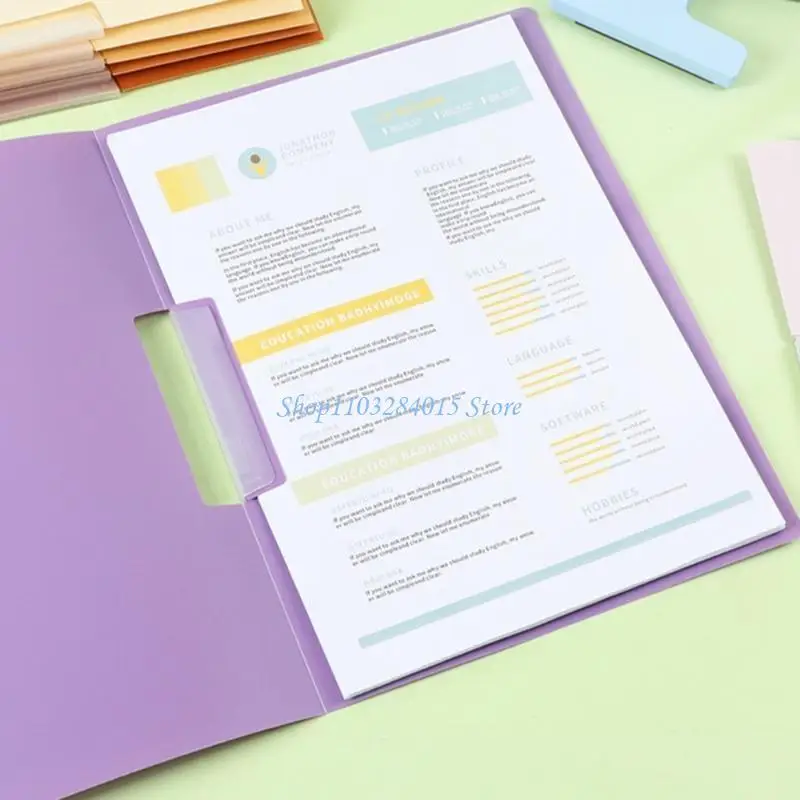 R6FF 5PCS Plastic Binder Paper Protector Protectors مع فتحة جانبية ، و 50 ورقة من مجلدات ملفات ملف #5