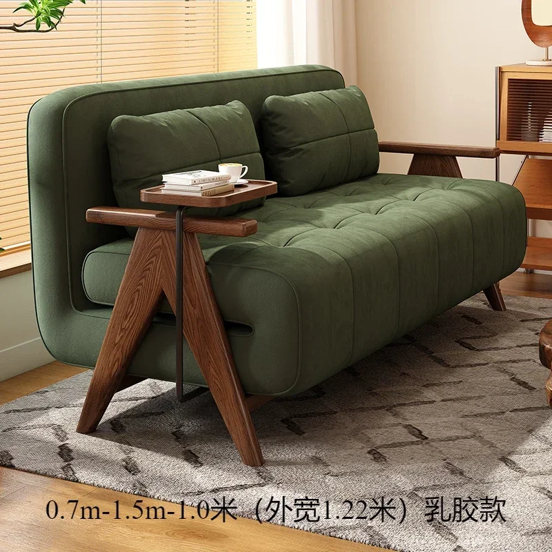 Solid wood sofa bed foldable dual-purpose multi-functional technology cloth sofa