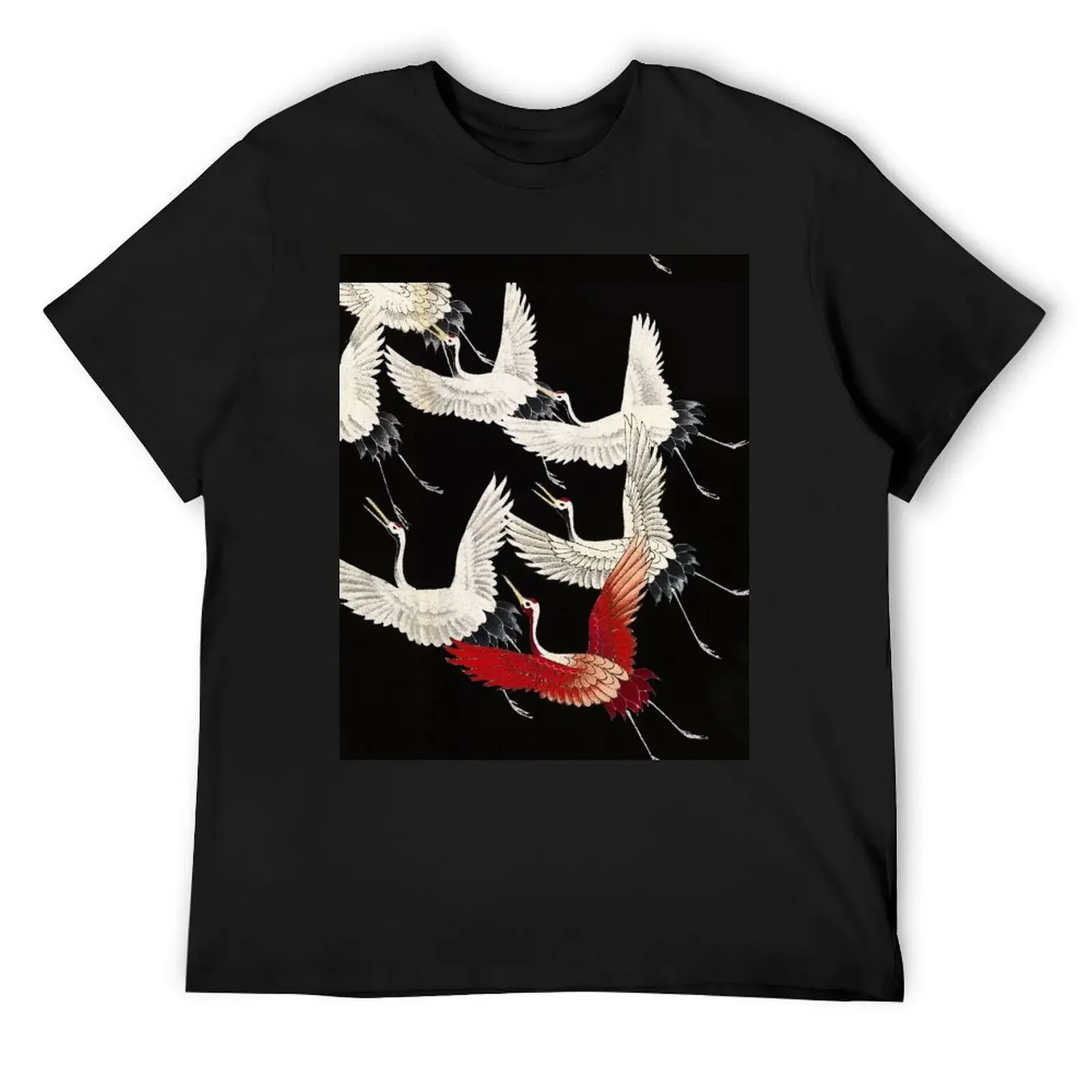 Scarf version of Wild cranes in Black T-Shirt designer shirts summer tops shirts graphic tees vintage t shirt men