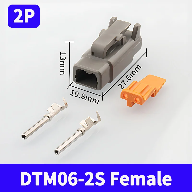 5/20/100 Sets 2 Pin Way Deutsch DTM04-2P DTM06-2S Waterproof Electrical Wire Connector 16-22AWG DTM Series Connector Male Female