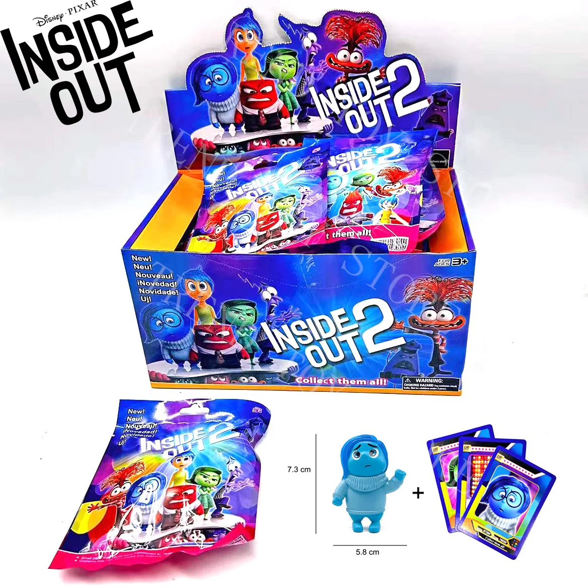 24pcs/set Disney Inside Out 2 Random Box Cartoon Model Doll with Anime Figure Card Mystery Box Children Birthday Gifts Toys