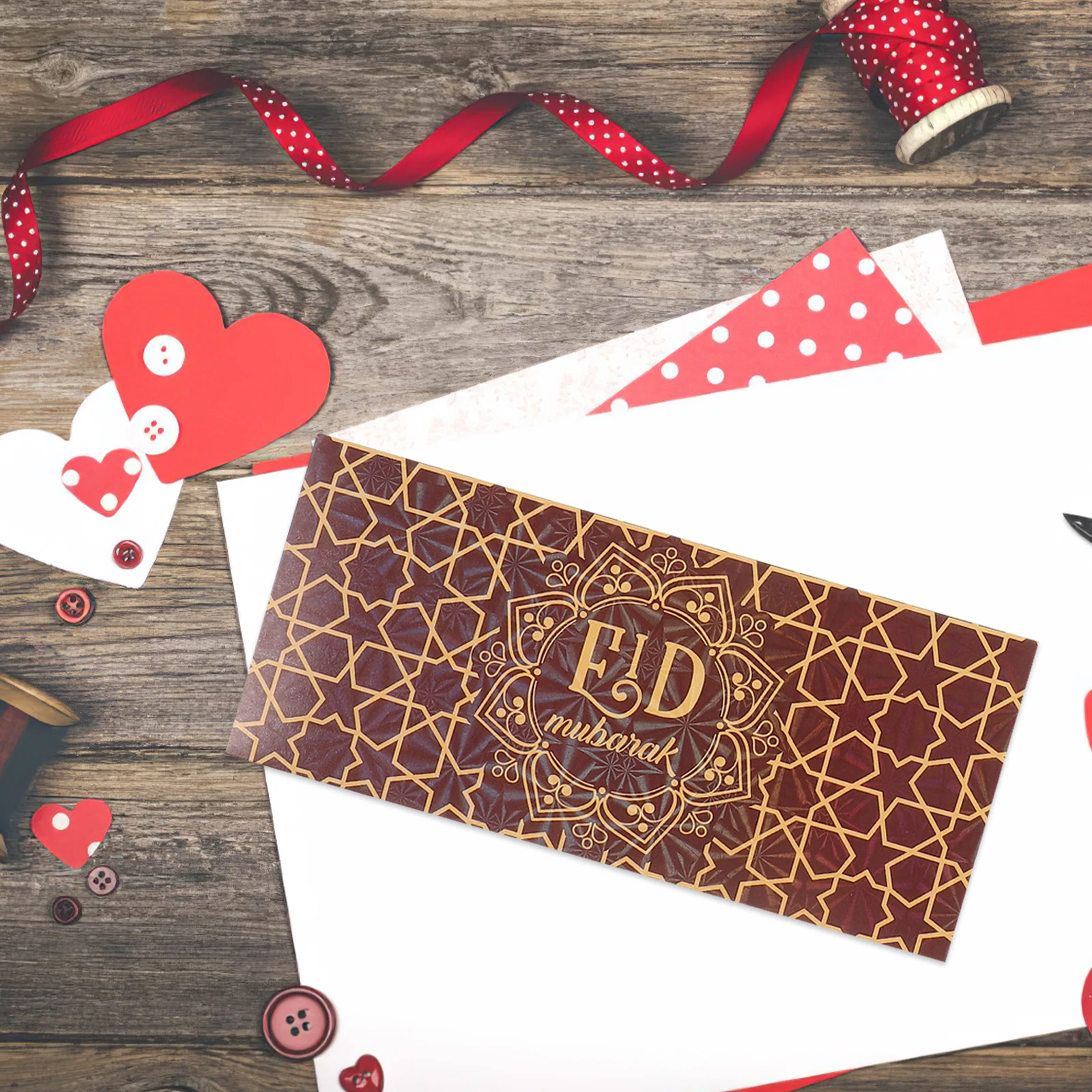 

12pcs Cash Envelope Red Bag Cute Eid Mubarak Money Envelopes Card Celebrations Party Bill Receipt Holiday Thanks Holder