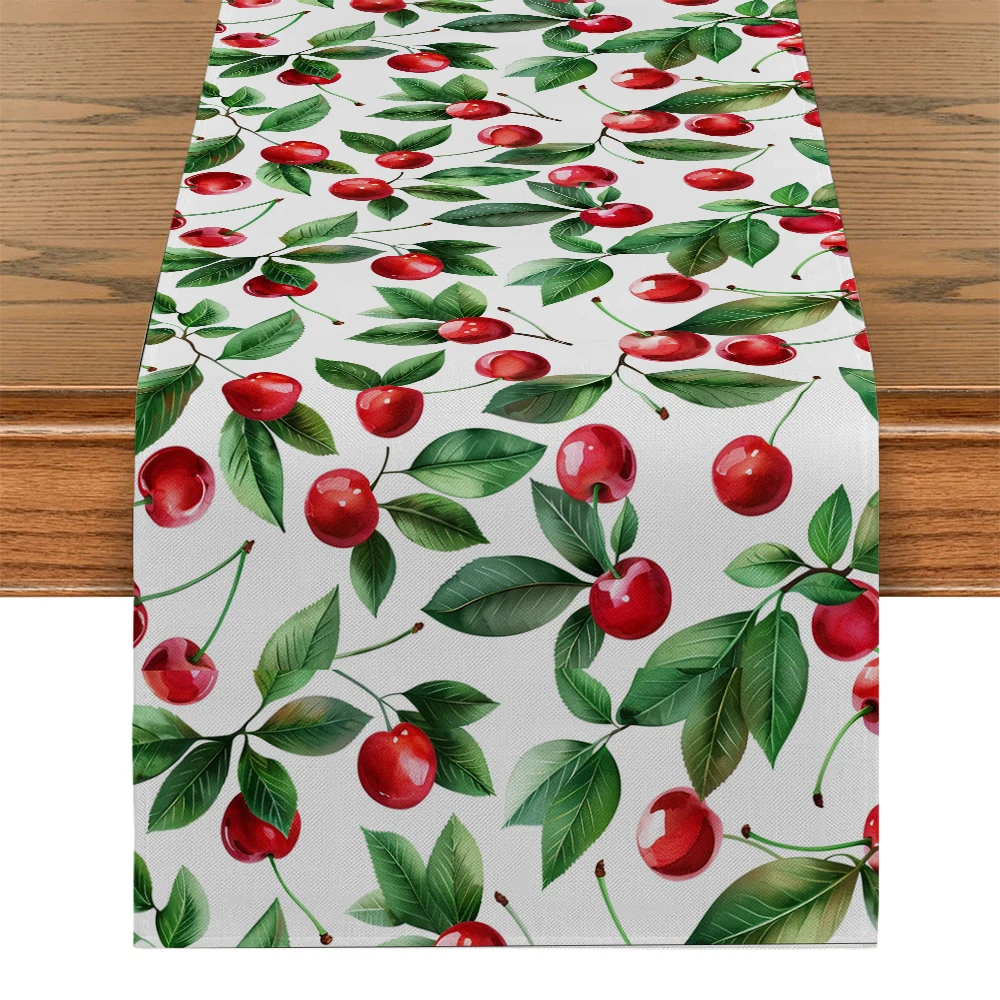 

Fruit Cherry Watercolor Table Runners Kitchen Table Decoration Washable Dining Table Runner Wedding Party Decorations