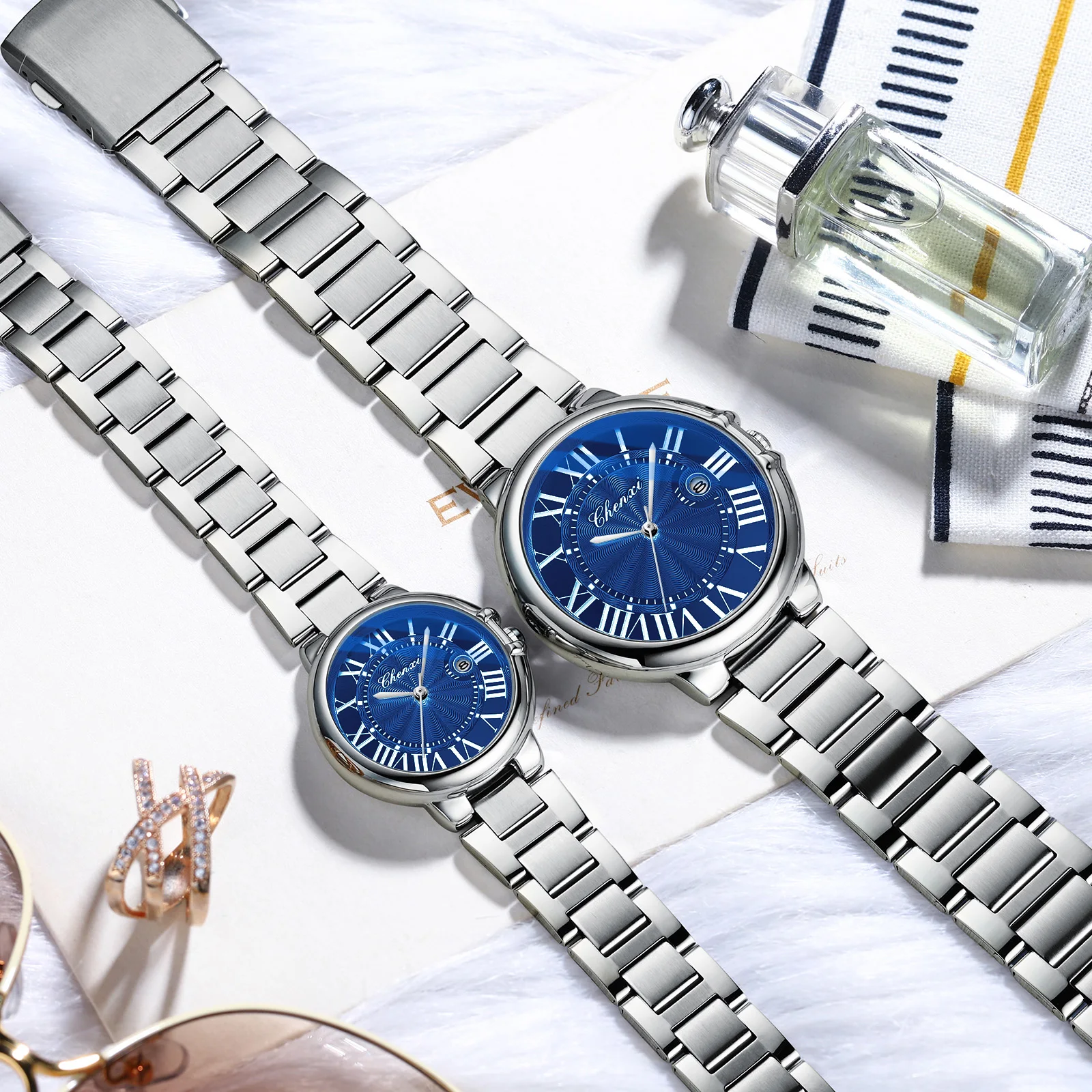 2025 New Couple Watches Fashion Business Calendar Quartz Watch For Men And Women Waterproof Luxury Wristwatches Sets