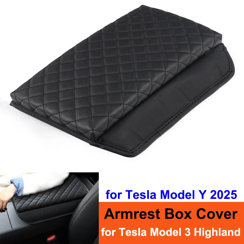 

For Tesla Model Y Juniper 2025 Armrest Box Protector Cover Leather Center Console Panel Pad Model 3 Highland 2024 Accessories