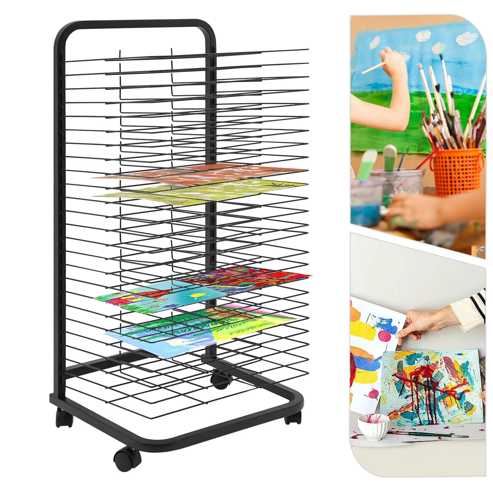 

Wire Mesh Art Drying Rack, Flexible Shelf, Mobile Cart for Storing Canvas for Painting Crafts and Artworks