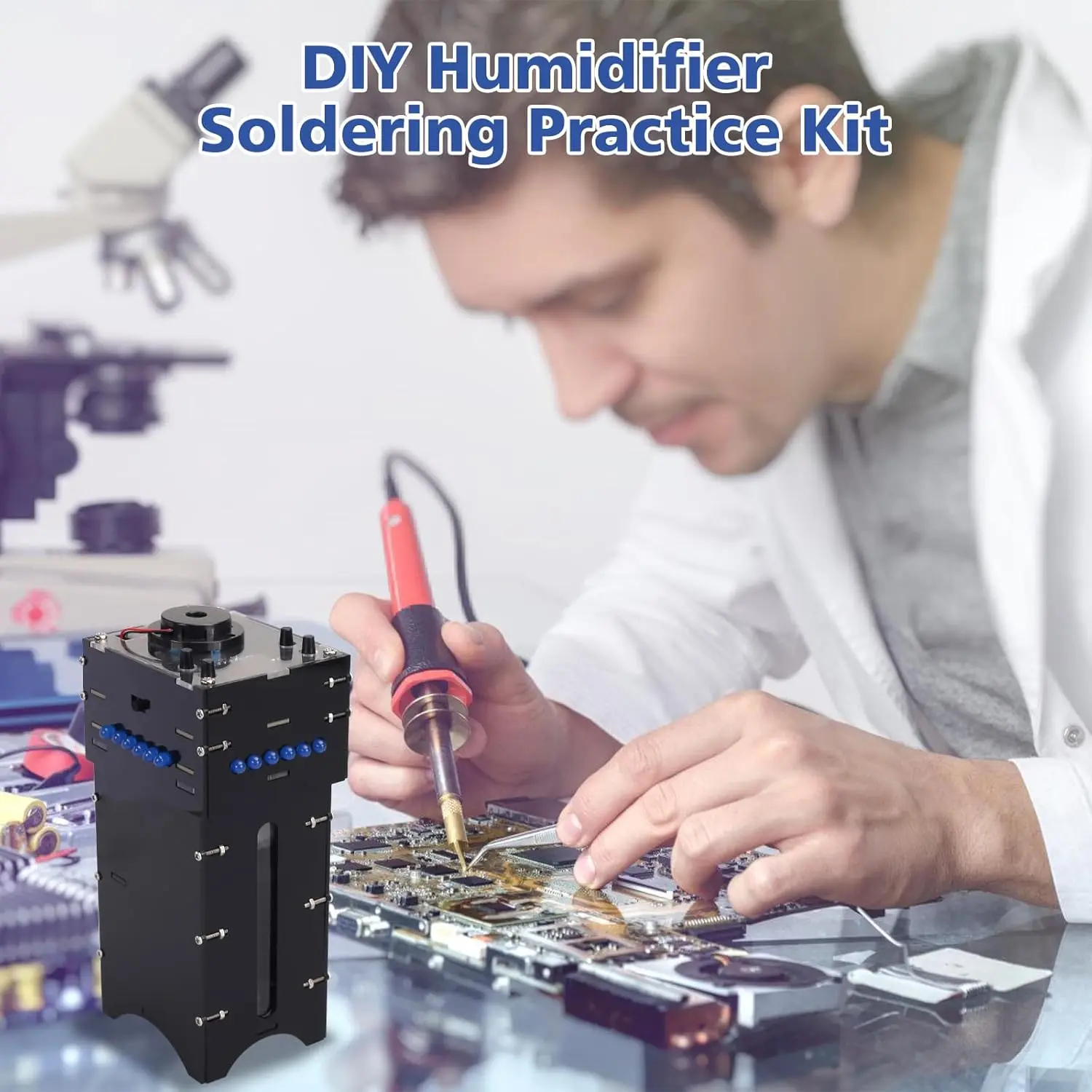 DIY Humidifier Soldering Kit with OLED Display Time & Humidity Settings Desktop Atomizer Electronics Project for School Home