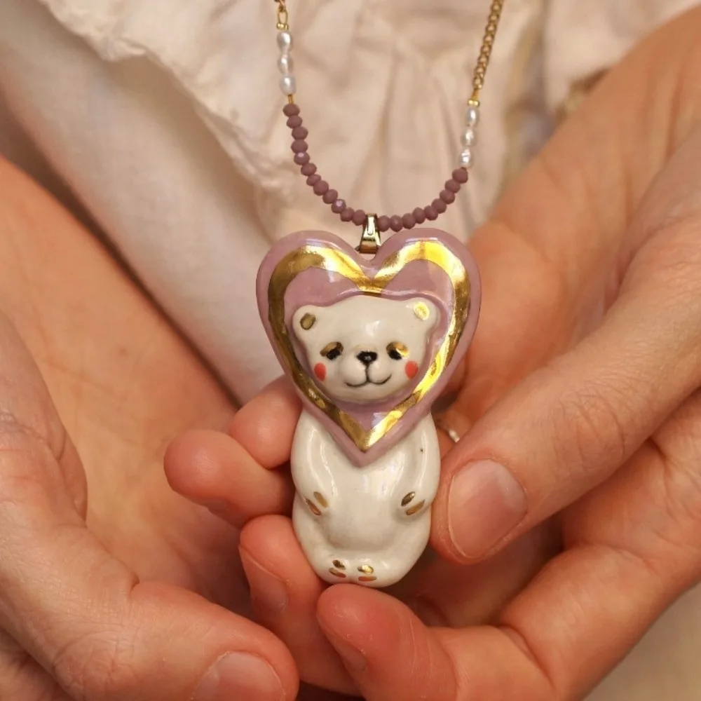Clown Cartoon Circus Animal Sweater Chain Beads Vintage Childishness Necklace Copper Creative Clavicle Necklace Daily Wear