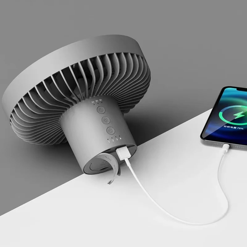 Trípode de escritorio multifunción, refrigeración por aire, ventilador recargable por USB con luz nocturna, para acampar al aire libre, electrodomésticos de techo