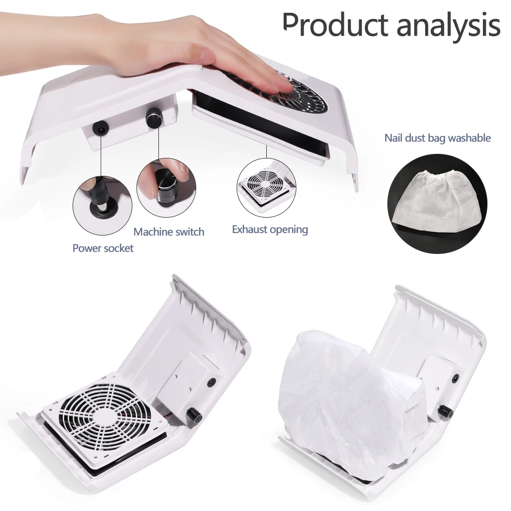 LULAA silne ssanie odpylacz do paznokci do paznokci odkurzacz do żel do Manicure odpylacz do paznokci różowy biały wyposażenie salonu