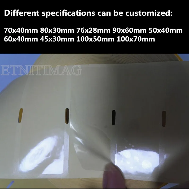 Zelfklevende Transparante Pet Label Sticker Vel Geel Bodem Geperforeerd 70(2.76 ") X40mm (1.57")x2000 Vel Voor Bar Code Printer