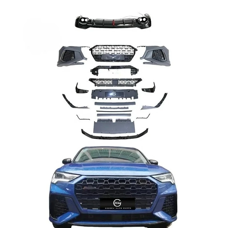 

Автомобильный бампер RSQ3 для комплектов кузова Q3 SQ3 до RSQ3 2019 года, передние бамперы, задний диффузор, выхлопная труба Q3, автомобильный гриль Bodykit