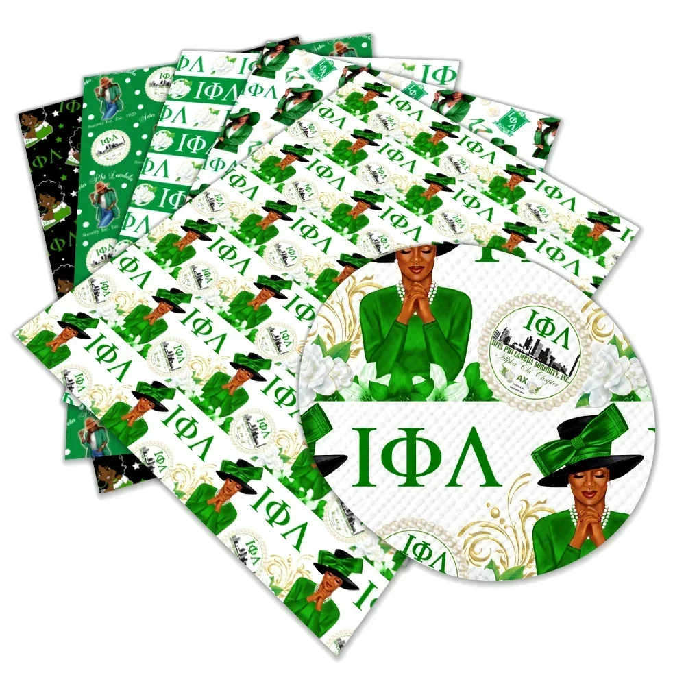 Sorority Iota Phi Lambda Artificial Leather Cross Pattern for DIY Bag Earring Craft Making 30*136cm