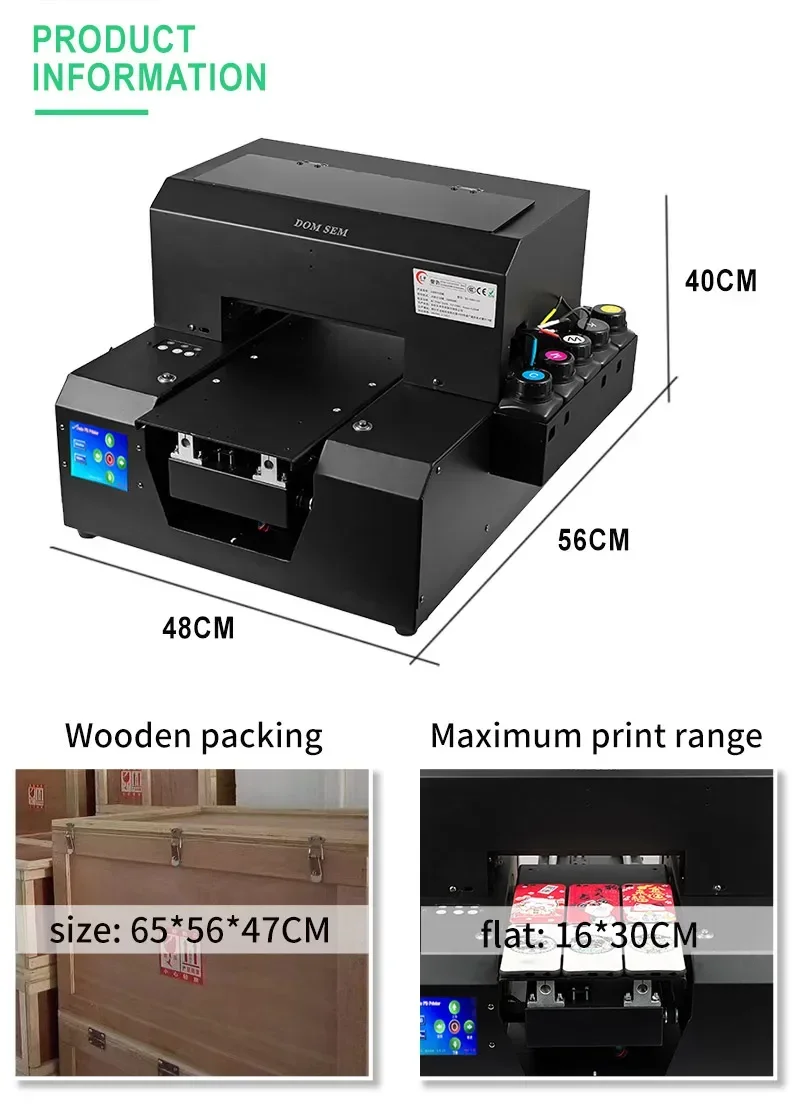 Маленький планшетный УФ-принтер формата А4 для печати фотографий, задняя крышка мобильного телефона, деревянная пластиковая металлическая ручка, акриловое стекло