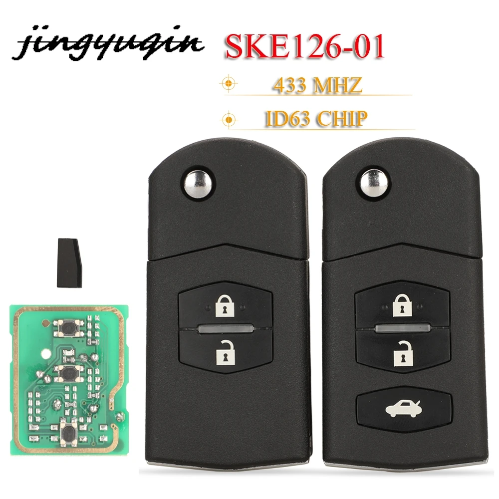 jingyuqin SKE126-01 2/3 Buttons Flip Car Remote Key For MAZDA 2 M2 Demio / 3 M3 Axela/ 5 M5 Premacy / 6 M6 Atenza 8 M8 MPV CX7