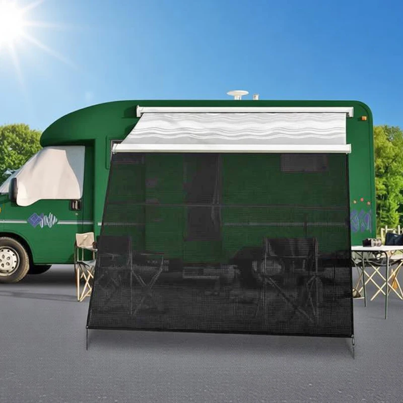 8x15,3ft PVC-Netzstoff Wohnmobil-Sonnenschutz UV-Schutz Sichtschutz Wohnmobil-Camping Wohnwagen-Markise Winddichter Sonnenschutz-Abdeckungs-Set