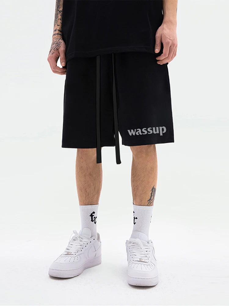 

Wassup Men's Casual Loose Straight Leg Beach Shorts Summer New Style Fashion Brand Cotton Polyester Blend Comfortable Five-Qu...