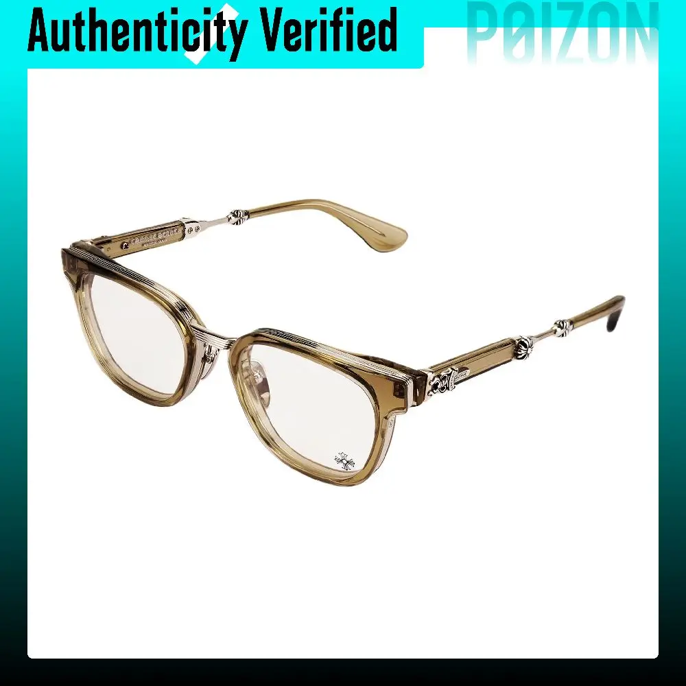 Chrome Hearts Irregular Shape Eyeglass Frames Unisex Army Green DUCK BUTTER-Shiny Silver
