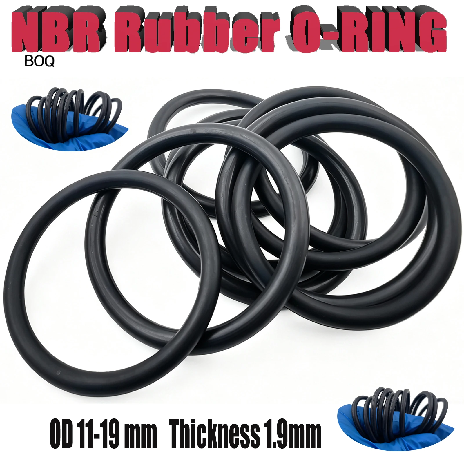 CS1.9mm NBR Rubber O RING OD 11/11.5/12.5/13.5/14/15/16/17/18/19 *1.9mm 100PC O-Ring Nitrile Gasket seal Thickness 1.9mm ORing