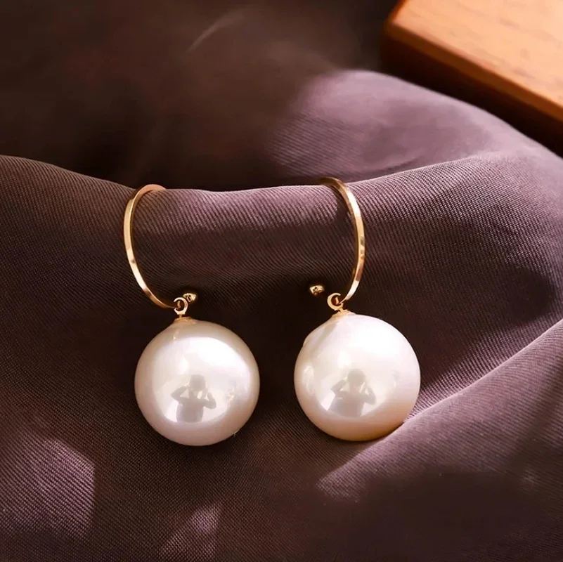 Classic Large Women\'s Imitation Pearl Drop Earrings Girls Hypoallergenic Earrings Elegant Wedding Party Jewelry Gifts