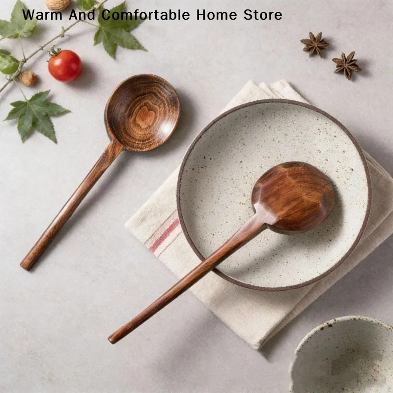 1Pcs Long Handle Ramen Wooden Spoon Home Large Soup Small Japanese Kitchen Cooking Tableware Soup Teaspoon Catering Tablespoons