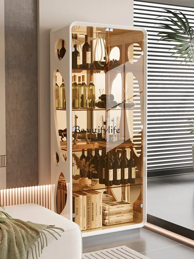 

D25Living Room Wine Cabinet 2024 New Home TV Side Cabinet Glass Door Light Luxury High-End Wall