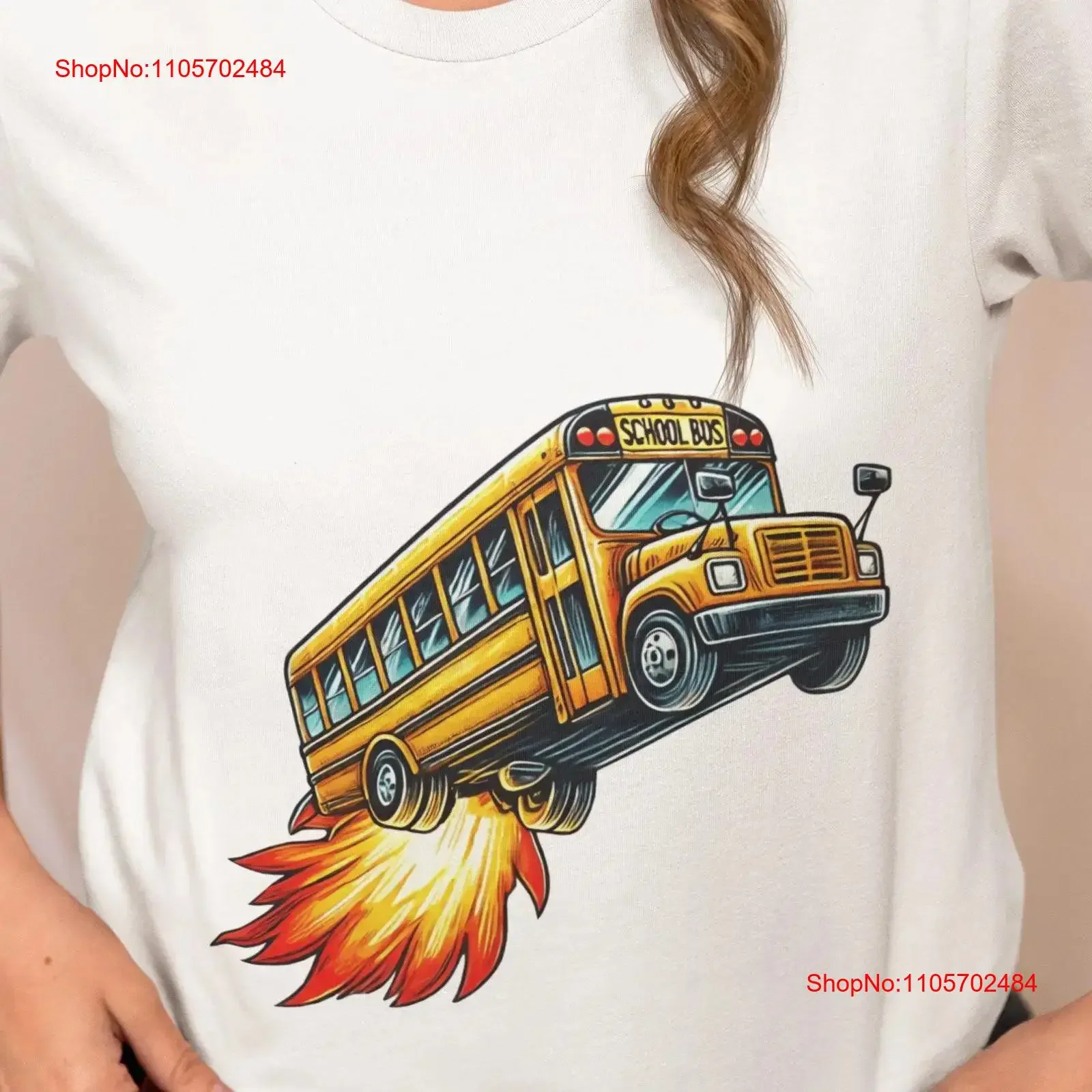 T Shirt with Rocket Powered School Bus Print Fun Unique Novelty for Adults Perfect Sci Fi Enthusiasts Top vintage Washed