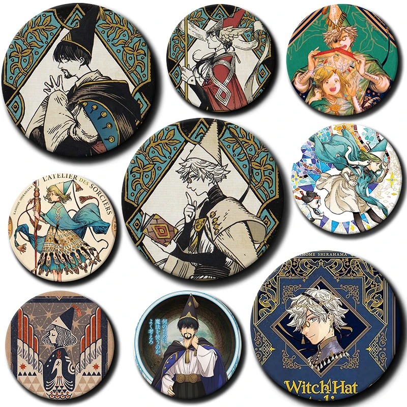 58mm Anime Creative Tinplate Soft Button Pins Anime Witch Hat A-Atelier Brooch Lapel Backpack Badge Accessories Pin